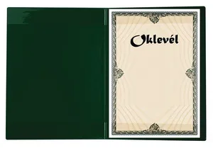 Plyšový obal na certifikáty, A4, VICTORIA, zelený